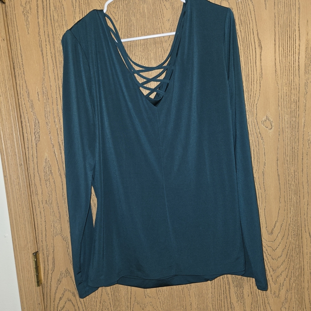 Elegant Green Drape Neck Women's Blouse - Picture 8 of 8